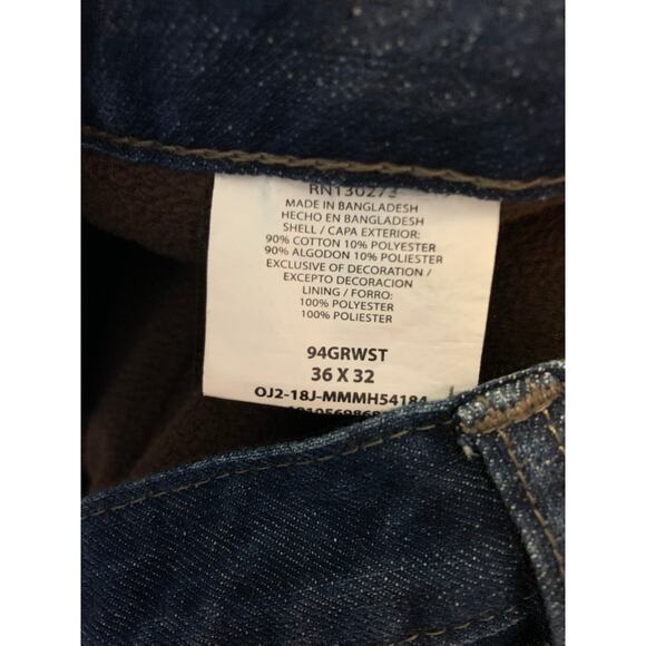 Wrangler Fleece  Lined Carpenter Men's 36x32 Jean Dark Wash Soft - Picture 6 of 6